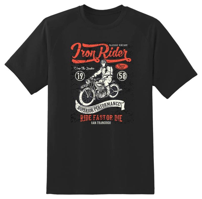 Iron Rider Ride Fast Or Die Schwarz Oder Weiß T-Shirt von RacerSupply