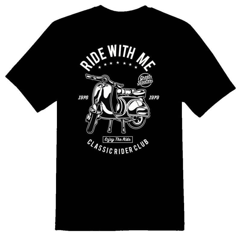Ride With Me Classic Rider Club Schwarz Oder Weiß T-Shirt von RacerSupply