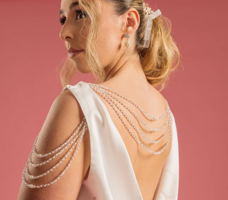 Braut Perle & Kristall Zurück Kette, Arm Kette Hochzeitsschmuck von Rachaelsmaids