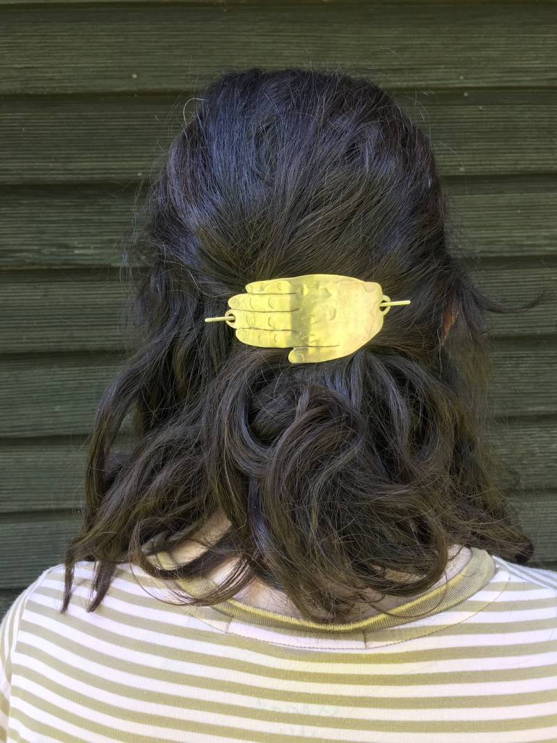 Massivem Messing Hand Haarspange von RachelPfefferDesigns