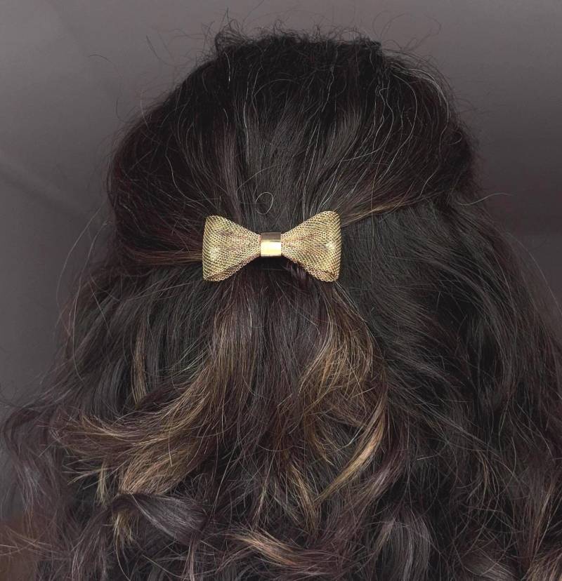 Messing Mesh Bow Haarspange Vintage 1960's in Einem Neuen Haarclip Handgefertigt von RachelPfefferDesigns