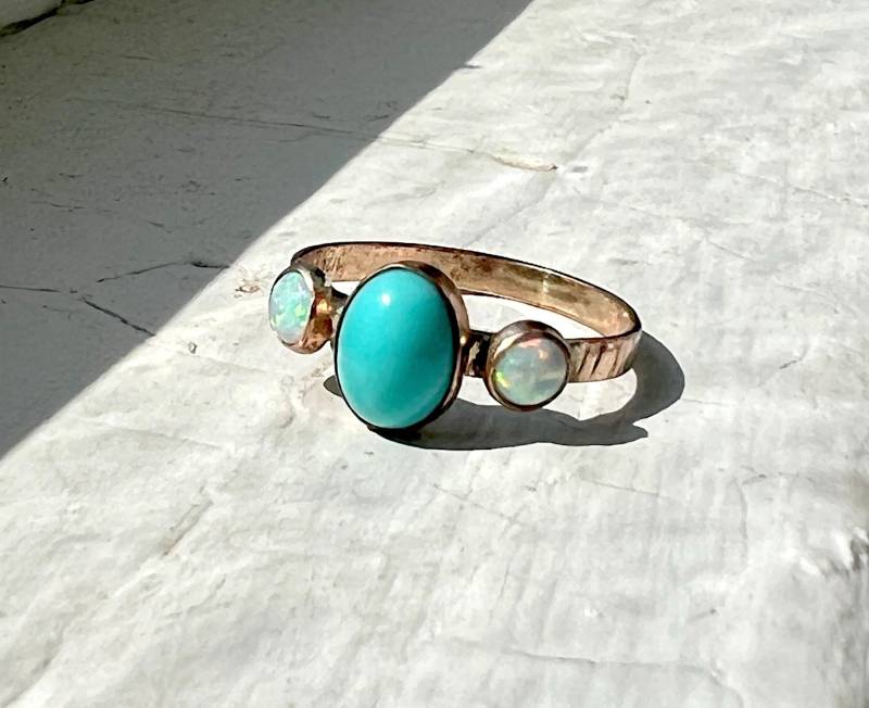 Türkis Und Opal Bandring in 14K Goldfill Handmade Von Rachel Pfeffer von RachelPfefferDesigns