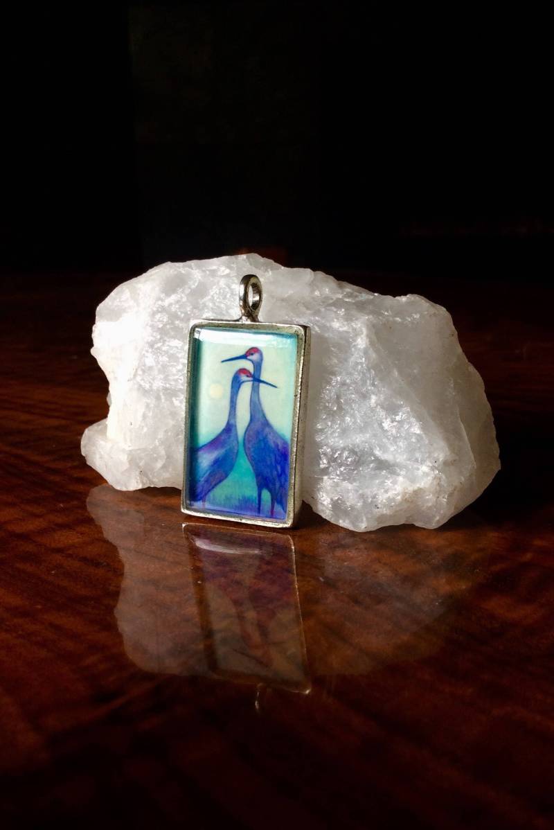 Kanadakranich Anhänger Sterling Silber Vogel Schmuck von RachelleMontoya