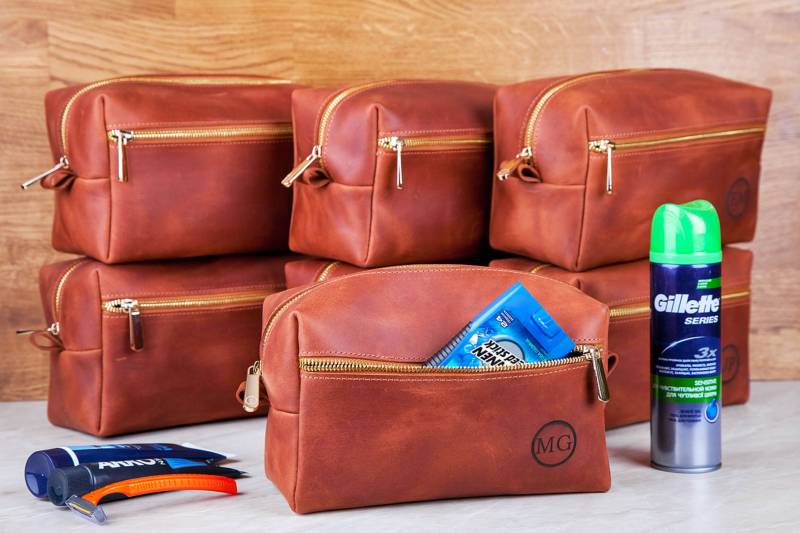 Personalisiertes Leder Dopp Kit Kulturbeutel Für Herren Mit Gravur von Rachiba