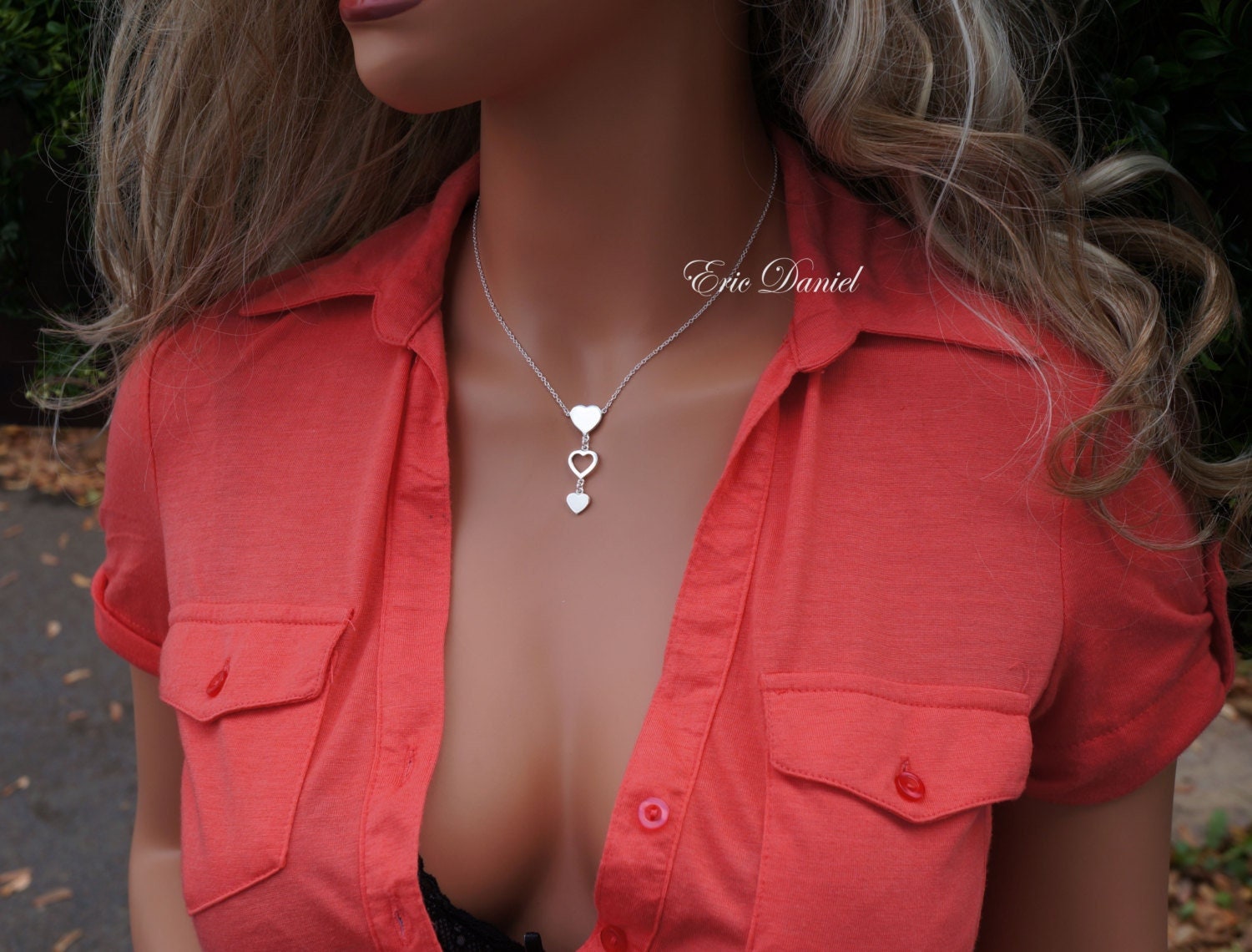 Gravierbare Mini Herzen Halskette in Sterling Silber, Mutter & Kind Halskette, Familie Gravieren Sie Ihre Initialen von Rachveli