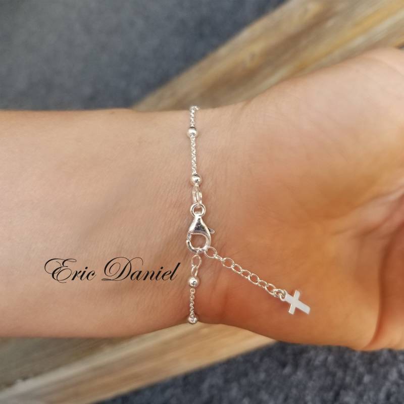 Jungfrau Maria Rosenkranz Armband in Sterling Silber, Gelb Oder Roségold. Religiöses Für Kinder Erwachsene, Verstellbares Armband von Rachveli