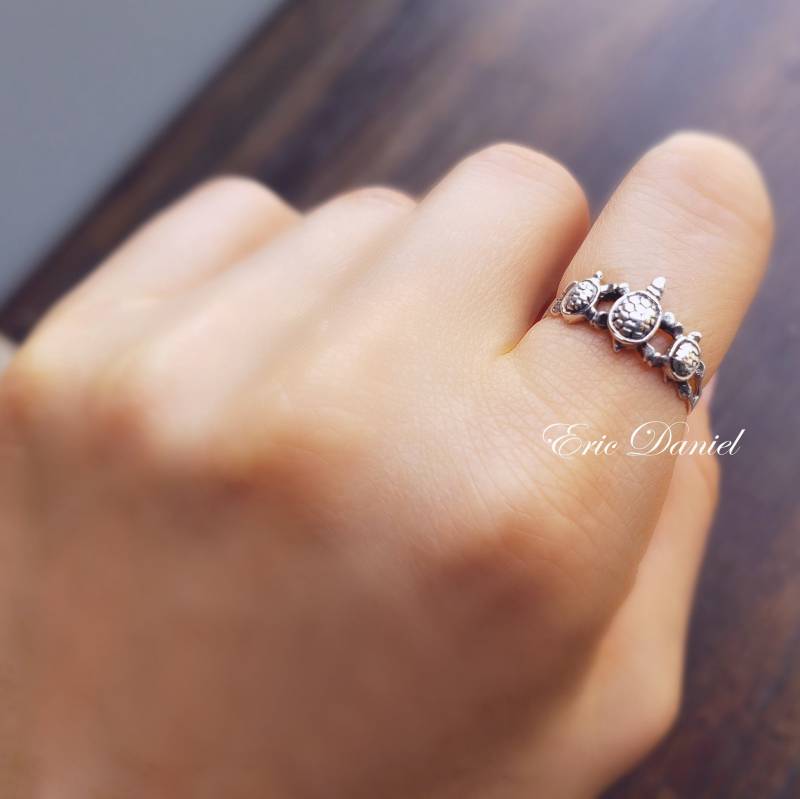 Mutter Mit Babys Schildkröte Ring, Meeresschildkröte in Sterling Silber, Familie Liebe, Einheit, Babyparty, Jubiläum von Rachveli