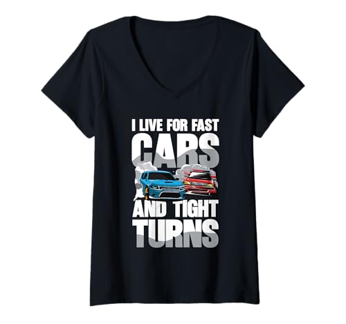 Damen Speed-Rennen T-Shirt mit V-Ausschnitt Damen Speed-Rennen T-Shirt mit V-Ausschnitt von Racing Enthusiast Speed Passion Turbo