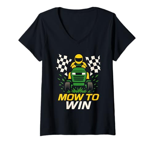 Damen Rasenmäher Racing Gardener Racing Rasenmäher T-Shirt mit V-Ausschnitt von Racing Mowers Motorsport Lawn Mower Enthusiasts