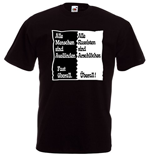 Racker-n-Roll ALLE Menschen SIND AUSLÄNDER. Schwarz, M, Kurzarm, T-Shirt von Racker-n-Roll