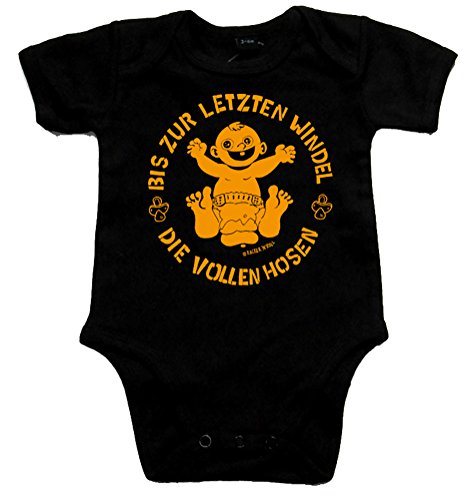 DIE VOLLEN Hosen Bis zur letzten Windel Black Baby-Body schwarz/orange, Größe 62 von Racker-n-Roll