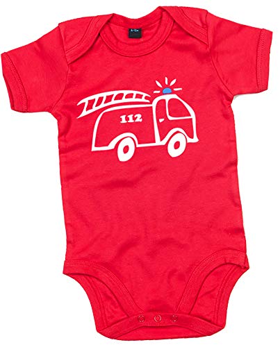 Racker-n-Roll Feuerwehr Wasser Marsch! Baby Body Organic Cotton rot von Racker-n-Roll