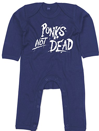 Racker-n-Roll Punks NOT Dead Rompasuit Strampler Navy von Racker-n-Roll