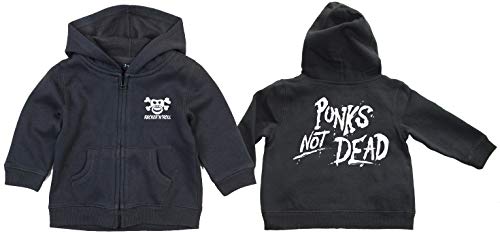 Racker-n-Roll Punks NOT Dead Schnullerpirat Zipped Hoodie Black (92/98) von Racker-n-Roll