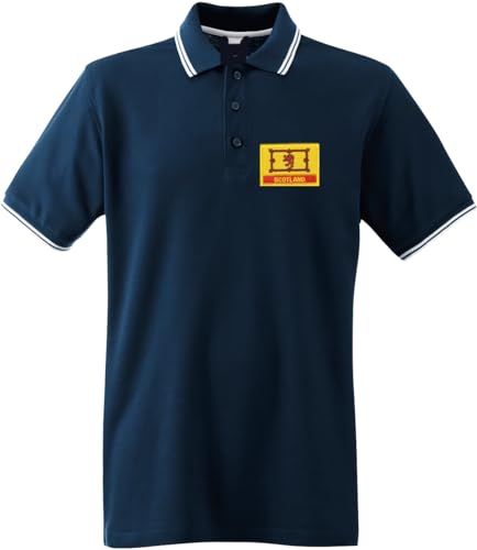 Racker-n-Roll Scotland SCHOTTLAND Tipped Poloshirt, Navy-Weiß, Größe XXL von Racker-n-Roll