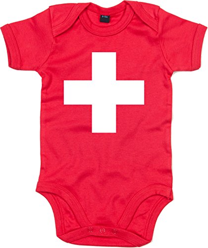 Racker-n-Roll Swiss Baby Red Baby-Body rot, Größe 74 von Racker-n-Roll