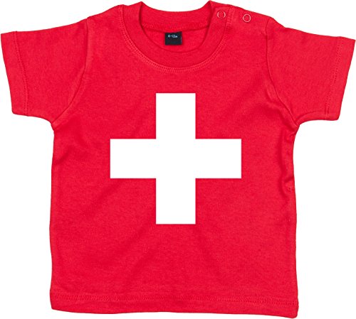Racker-n-Roll Swiss Schweiz Baby T-Shirt rot, Größe 80 von Racker-n-Roll
