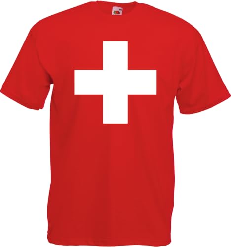 Schweiz Switzerland Kreuz Flagge Wappen T-Shirt Rot von Racker-n-Roll