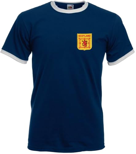 Scotland SCHOTTLAND Ringer T-Shirt Trikot, Navy-Weiß, Größe S von Racker-n-Roll