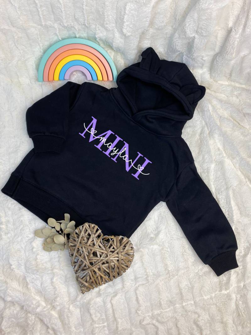Kinder Hoodie | Kindernamen Geburtstag Geschenk Weihnachten Partnerlook Personalisiert Hasenohr Kuschel Mini Me von Rackertouille
