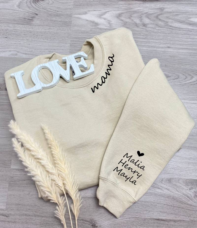 Mama Sweater | Pullover Personalisiert Personalisiertes Muttertagsgeschenk Mom Geburt Beige Baumwolle Geschenk Baby von Rackertouille