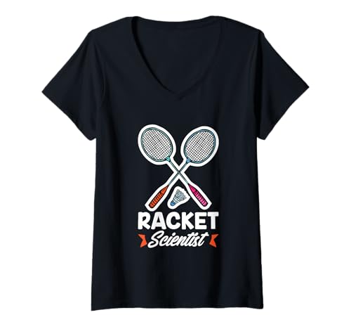 Damen Badmintonspieler-Schläger, Sportliebhaber, lustiger Schläger, Wissenschaftler T-Shirt mit V-Ausschnitt Damen Badmintonspieler-Schläger, Sportliebhaber, lustiger Schläger, Wissenschaftler T-Shirt mit V-Ausschnitt von Racket Scientist Funny Badminton Player Gift