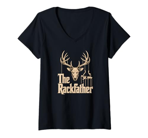 Damen The Rackfather Hirschgeweih Lustiges Jäger Papa Wortspiel T-Shirt mit V-Ausschnitt Damen The Rackfather Hirschgeweih Lustiges Jäger Papa Wortspiel T-Shirt mit V-Ausschnitt von Rackfather Hunter Item