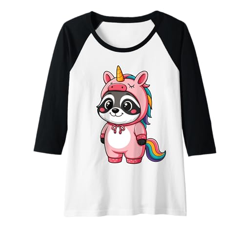 Damen Kawaii Waschbär im Einhorn Kostüm für Mädchen Kinder Einhorn Raglan Damen Kawaii Waschbär im Einhorn Kostüm für Mädchen Kinder Einhorn Raglan von Racoon In Unicorn Costume Kawaii Design