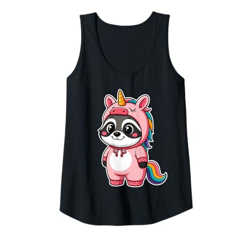 Damen Kawaii Waschbär im Einhorn Kostüm für Mädchen Kinder Einhorn Tank Top von Racoon In Unicorn Costume Kawaii Design