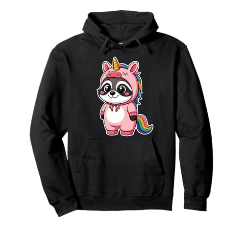 Kawaii Waschbär im Einhorn Kostüm für Mädchen Kinder Einhorn Pullover Hoodie von Racoon In Unicorn Costume Kawaii Design