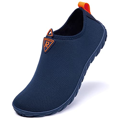 Racqua Wasserschuhe Schwimmschuhe Damen Flexibel Weich Tauchen Barfussschuhe Herren Abriebfest Strandschuhe Unisex Aquaschuhe Blau/Orange EU43 von Racqua