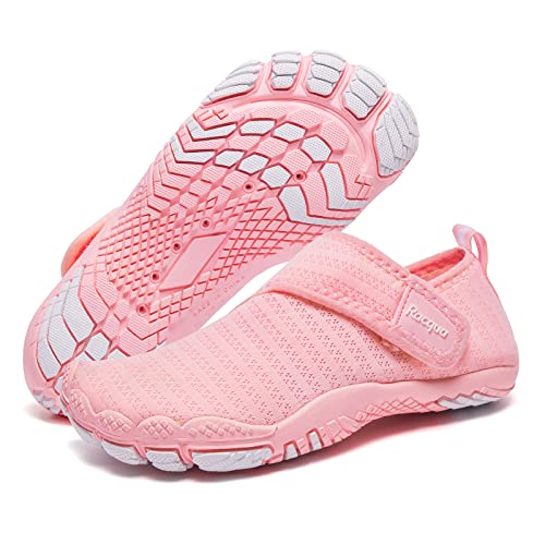 Racqua Kinder Wasserschuhe Mädchen schnell trocknend leicht Sport Strand Aqua Schuhe Barfuß Outdoor Schwimmbecken Wandern Bootfahren Surfschuhe Kleinkind Pink 28 von Racqua