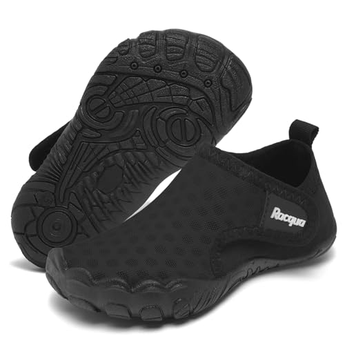 Racqua Wasserschuhe Kinder Baby Strand Schuhe Aqua Schwimmen Neoprenanzug Pool Meer Anti-Rutsch Leichte Schnell Trockene Schuhe Kleinkinder Jungen Mädchen Schwarz 24 von Racqua