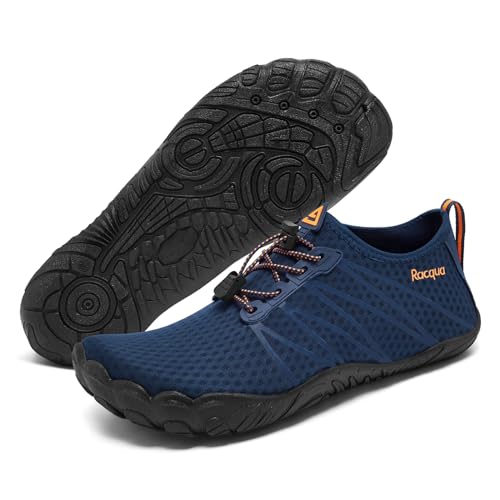 Racqua Wasserschuhe Damen Aquaschuhe Herren Strandschuhe Atmungsaktiv Schwimmschuhe Badeschuhe Damen Schnelltrocknend BarfußSchuhe Leichte Surfen Blau EU 45 von Racqua