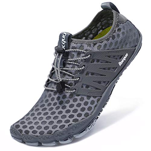 Racqua Schwimmen Schuhe Schnell Trocken Barfuß Wasser Aqua Sport Strand Surf Pool Wandern Tauchen Wandern für Männer Frauen Grau 47 von Racqua