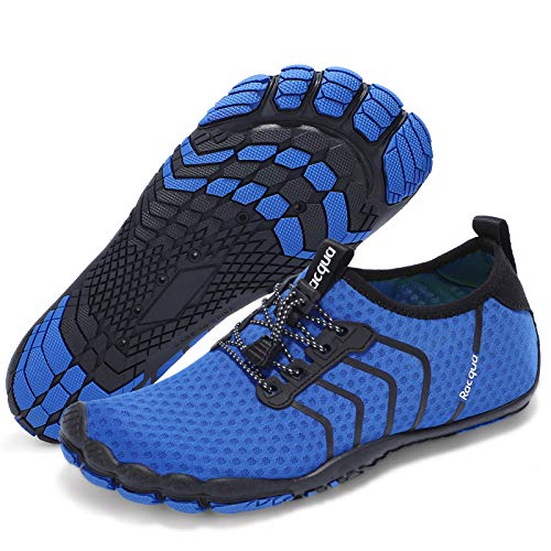 Racqua Strandschuhe Schnelltrocknend Barfuß Wasser Aqua Sport Schwimmen Surfen Pool Wandern Tauchen Walking für Herren Damen Blau 36 von Racqua