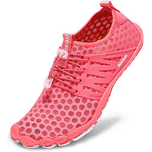 Racqua Surf Schuhe Schnell Trocken Barfuß Wasser Aqua Sport Strand Schwimmen Pool Wandern Tauchen Wandern für Männer Frauen Rot 35 von Racqua