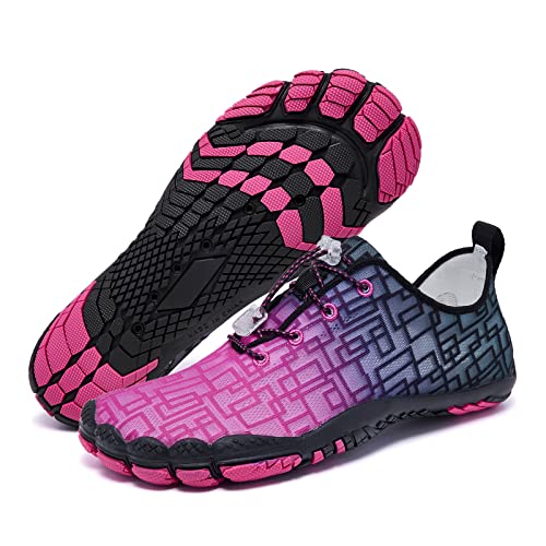 Racqua Wasserschuhe Badeschuhe Barfußschuhe Schwimmschuhe Strandschuhe Neoprenschuhe Aquaschuhe Surfschuhe Schnelltrocknend rutschfeste Atmungsaktiv Meeresschuhe Für Damen Herren Rose Schwarz 38 von Racqua