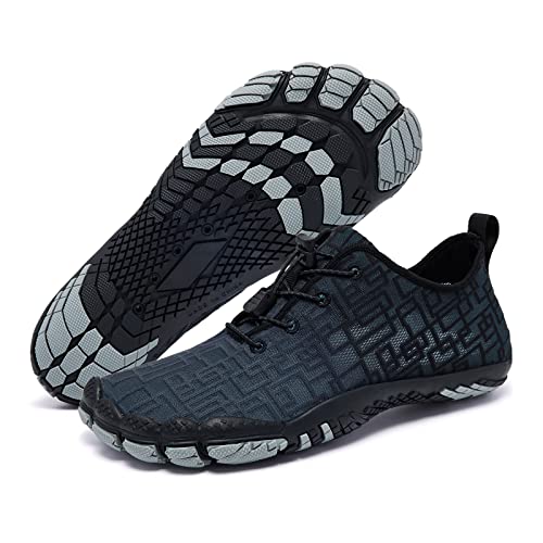 Racqua Wasserschuhe Neoprenschuhe Atmungsaktiv Barfußschuhe Meeresschuhe Schwimmschuhe Strandschuhe Aquaschuhe Surfschuhe Schnelltrocknend rutschfeste Badeschuhe Für Damen Herren grau und schwarz 41 von Racqua