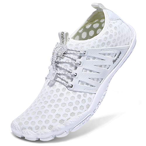 Racqua Water Shoes Quick Dry Barefoot Beach Aqua Sport Swim Surf Pool Hiking Diving Walking for Men Women White 10.5 von Racqua