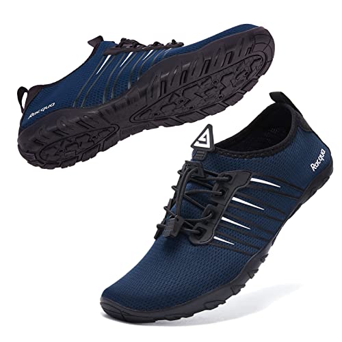 Racqua Wasserschuhe, schnell trocknend, barfußförmig, Wassersport, Strand, Pool, Schwimmen, Surfen, Tauchen für Männer und Frauen, Hd102eu Navy, 44 EU von Racqua