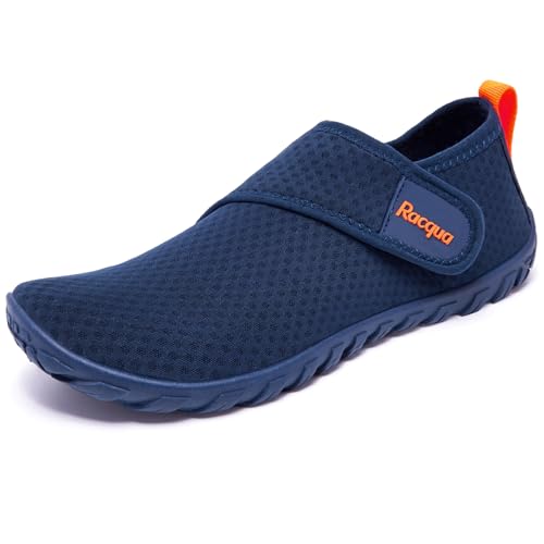 Racqua Wasserschuhe Strandschuhe Herren Schwimmschuhe Damen Badeschuhe Mit Klettverschluss Schwimmen Strandschuhe Frauen Barfuss Schnelltrocken Wasserschuhe Unisex Blau/Orange EU42 von Racqua