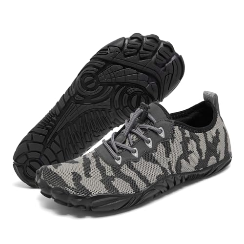 Racqua Barfußschuhe Damen Wasserschuhe Strandschuhe Herren Schwimmschuhe Damen Strandschuhe Frauen Welten Koden barfuss schnelltrocken Wasserschuhe Unisex Grau 41 von Racqua