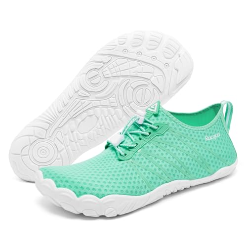 Racqua Wasserschuhe Damen Badeschuhe Herren Schwimmschuhe Slip On Wandern Pool Surfen Strand rutschfeste Atmungsaktiv Schnell Trocken Aquaschuhe Grün EU 40 von Racqua