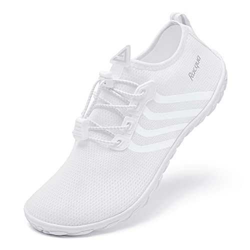 Racqua Wasserschuhe Strandschuhe Herren Schwimmschuhe Damen Strandschuhe Frauen Welten Koden Wasserschuhe Barfuss Schnelltrocken Wasserschuhe Unisex Weiß EU.35 von Racqua