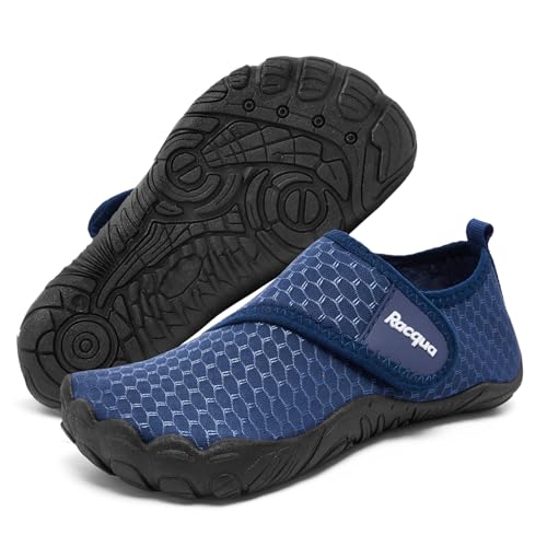 Racqua Wasserschuhe Kinder FüR Jungen MäDchen Kinder Aqua Schwimmen Slipfree Schuhe Meer Pool Bootfahren Surf Schnell Trocknen Leichte Anti-Rutsch-Tauchanzug Schuhe Marine 38 von Racqua