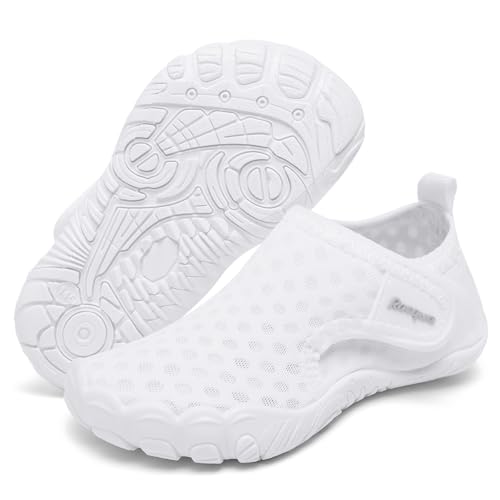 Racqua Wasserschuhe Kinder Strand Schuhe Aqua Meer Pool Nass Schwimmen Slip-On schnell trocken leichte Socken Schuhe Baby Mädchen weiß 24 von Racqua