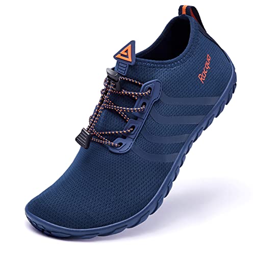 Racqua Wasserschuhe Schwimmschuhe Damen Herren Strandschuhe Frauen Welten Koden Dusch- & Badeschuhe Für Herren Barfuss Schnelltrocken Unisex Blau/Orange EU46 von Racqua