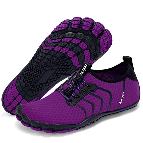 Racqua Wasserschuhe Strand Surf Schwimmschuhe für Damen Schnelltrocknend Aquaschuhe Barfuß Wandern Walking Sportschuhe Violett 41 von Racqua