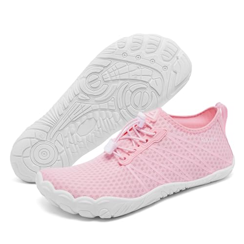 Racqua Wasserschuhe Strandschuhe Damen Aquaschuhe Herren Schwimmschuhe Badeschuhe Damen Schnelltrocknend BarfußSchuhe Leichte Surfen Atmungsaktiv Rosa EU 39 von Racqua